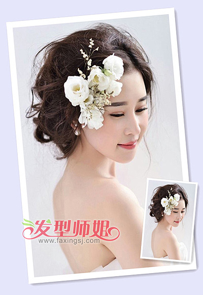 拉宽脸型的新娘发型 长脸形新娘适合的发型图片