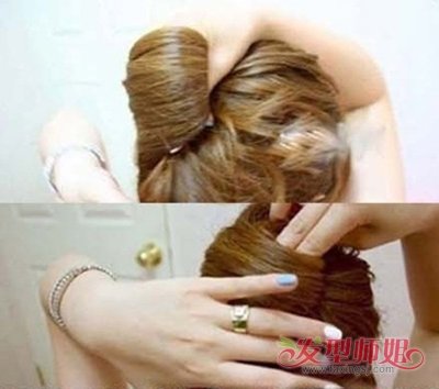 扎鸡窝头盘发步骤二